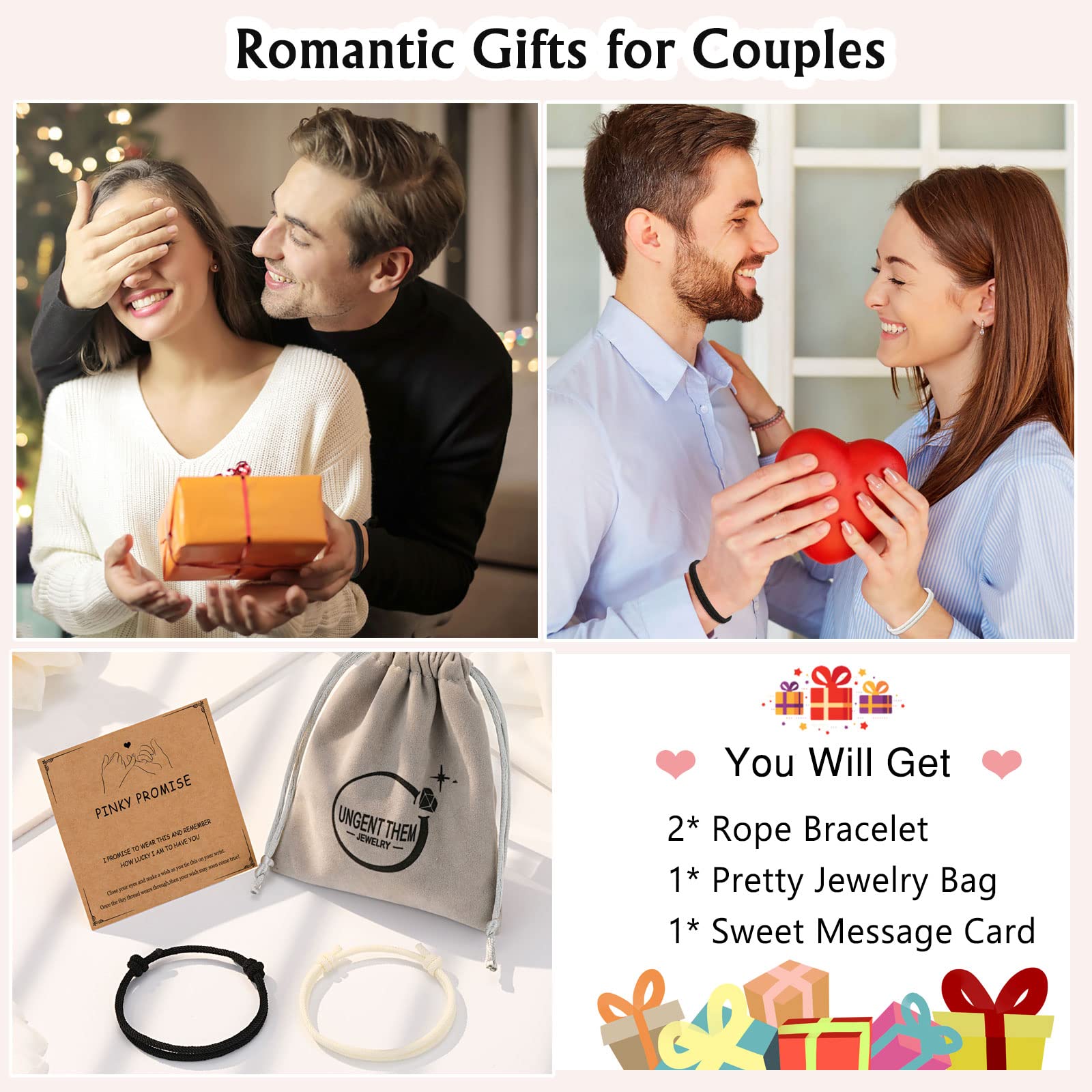 UNGENT THEM Couples Bracelets To My Men, Boyfriend, Girlfriend, My Love, Soulmate, Fiance - Anniversary Valentines Day Birthday Christmas Gift for Him and Her