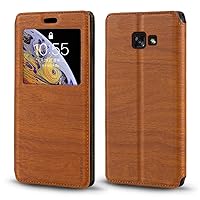 Samsung Galaxy A5 2017 A520 Case, Luxury Wood Grain Leather Case with Card Slot Notification Window Protective Magnetic Flip Cover for Samsung Galaxy A5 2017 A520 (Brown)