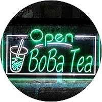 ADVPRO Boba Tea Open Café Dual Color LED Neon Sign White & Green 16 x 12 Inches st6s43-i4031-wg