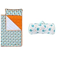 Toddler Nap Mat with Removable Pillow & Fleece Blanket 2 Pack Whale & Fish