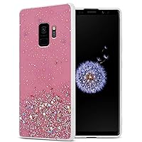 Case Compatible with Samsung Galaxy S9 in Pink with Glitter - Protective TPU Silicone Cover with Sparkling Glitter - Ultra Slim Back Cover Case
