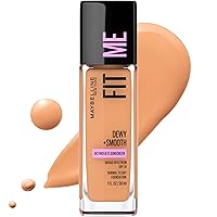 Fit Me Dewy + Smooth Liquid Foundation Makeup, Warm Honey, 1 Count (Packaging May Vary)