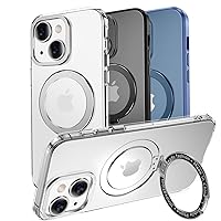 MAGIC JOHN for iPhone 15 Plus Case [Compatible with Magsafe] [with Magnetic Metal Stand][Military Grade Shockproof][Anti Yellowing],Translucent Matte Back with Soft Edge,Clear