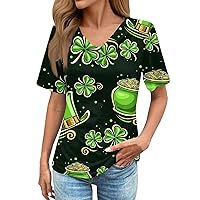 Women Blouse,Short Sleeve Plus Size Top Loose Green St. Patrick's Printed Shirt Summer Casual Fashion Tee T Shirt