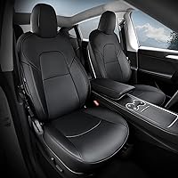 Seat Covers for Tesla Model Y Seat Covers 2024-2020 Black seat Covers Interior Cover Nappa Leather Car Seat Accessories(Black Nappa-Full Set)