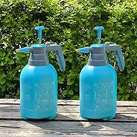 2Pack Handheld Garden Pump Sprayer, 2L Lawn & Garden Pressure Water Spray Bottle with Adjustable Brass Nozzle, Hand Pump Sprayer for Plants and Other Cleaning Solutions (75Oz Blue)