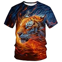 Novelty Men's Tiger T-Shirt Funny Animal Graphic Tee Shirt