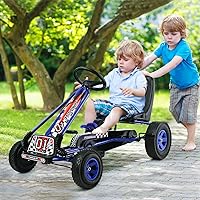 ARLIME Children Pedal Go Kart, Ride On Car Toys for Boys and Girls 3 to 8 Years Old, Moves Forward and in Reverse, 3-Piont Steering Wheel, Ergonomic Adjustable Bucket Seat