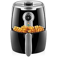 Small Compact Air Fryer Healthy Cooking, 2 Qt Nonstick, User Friendly and Adjustable Temperature Control w/ 60 Minute Timer & Auto Shutoff, Dishwasher Safe Basket, BPA-Free, 2 Quart, Black