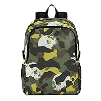 ALAZA Skull Camouflage Hiking Backpack Packable Lightweight Waterproof Dayback Foldable Shoulder Bag for Men Women Travel Camping Sports Outdoor
