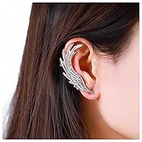 Boho Angel Wings Ear Cuff Earrings Wings Ear Climber Earrings Feather Ear Clip Wrap Earrings Silver Wings Ear Crawler Earrings Jewelry for Women and Girls(Silver Right)