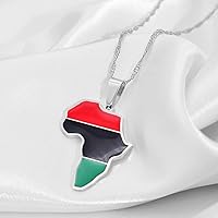 African American Flag Pendant Necklaces - Ethnic Hip Hop Country Maps Flag Necklace for Women Men Charm Jewelry Cla