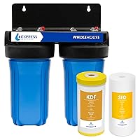 Whole House Water Filter System - 2-Stage Water Filtration System - Sediment & KDF Filters - Reduce Heavy Metals - Clean Drinking Water - Includes Easy Release, and 1” Inch Connections