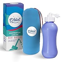 Peri Bottle for Postpartum Care Perineal Irrigation - Portable Bidet Kit with Travel Carry Bag - Large 15 Oz Squirt Bottle with Long Angled Spout - Easy to Squeeze Perineal Cleansing Bottle