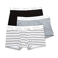 Hanes Women's 45UOBB Cotton Blend Boxer Brief Panty - 3 Pack
