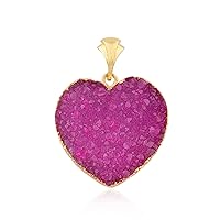 Mode Joays Heart Shape Pink Agate Druzy necklace, 18K Gold Electroplated, Single Bail Pendant Charms, DIY pendant necklace