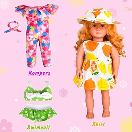 18 Inch Doll Travel Play Set - Doll Accessories with Carry on Suitcase Luggage, 3 Sets of Doll Clothes, Doll Travel Gear Play Set Fit for Girl Dolls(Doll Accessories with Suitcase)