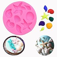 Marine Theme Seashell Conch Starfish Fish Silicone Mold for DIY Under the Sea Style Handmade Fondant Candy Making Chocolate Desserts Ice Cube Gum Clay Soap Biscuit Plaster Cupcake Topper Cake Decor