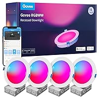 Govee Smart Recessed Lighting 6 Inch, Wi-Fi Bluetooth Direct Connect RGBWW LED Downlight, 65 Scene Mode, Work with Alexa & Google Assistant with Junction Box, 1100 Lumen, 4 Pack