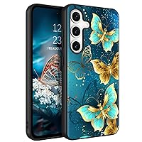 for Samsung Galaxy S24 Case 6.2 Inch Glow in The Dark Cute Blue Butterfly Noctilucent Luminous Cover for Women Men Slim Thin Shockproof Protective Phone Cases for Samsung S24, Blue