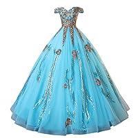 Women's Off-Shoulder Sequins Lace-up Quinceanera Dress Ball Gown
