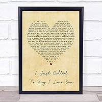 The Card Zoo I Just Called to Say I Love You Vintage Heart Song Lyric Print
