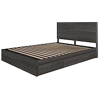 402360 2-Piece Bedset with Bed Frame and Headboard, Queen|Bark Grey