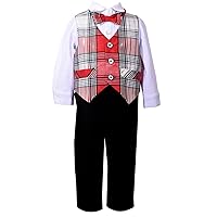 Bonnie Jean Boys Christmas Plaid Vest Pant Set