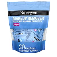 Makeup Remover Wipes, Individually Wrapped Daily Face Wipes for Waterproof Makeup, Travel & On-the-Go Singles, 20 Count