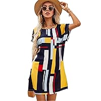 Dresses for Women - Color Block Batwing Sleeve Tunic Dress