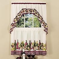 Light Filtering Printed Tier & Swag Window Curtain Set - 57 Inch Length, 36 Inch Width - Chardonnay - Machine Washable Drape for Kitchen, Living, & Dining Room by Achim Home Deco