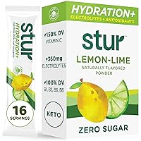 Stur Electrolyte Hydration Powder | Lemon Lime | High Antioxidants & B Vitamins | Sugar Free | Non-GMO | Daily Hydration & Workout Recovery | Keto | Paleo | Vegan (16 Packets)