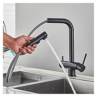 Black Water Purifier Kitchen Faucet Pull Out Spray 360 Rotary Double Spray 2 in 1 Drinking Faucet hot and Cold Mixing Sink Faucet,Kitchen Faucet