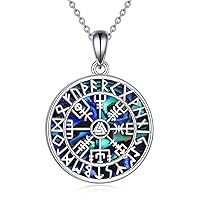 YAFEINI Viking Compass Necklace Norse Viking Amulet Necklace Nordic Vegvisir Rune Talisman Pendant Viking Jewelry Gifts for Men Women