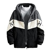 tuduoms Mens Big Tall Heavy Fleece Winter Coat Zip Up Fuzzy Sherpa Hoodie Sweatshirt Quilted Lined Warm Puffer Down Jacket