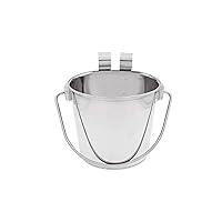 Fuzzy Puppy Flat Sided Pail with Dual Hooks, Snugly Fit On Dog, Cat and Critter Crates & Cages, Heavy Duty Stainless Steel | 1 Quart, (PN: FSP-1)