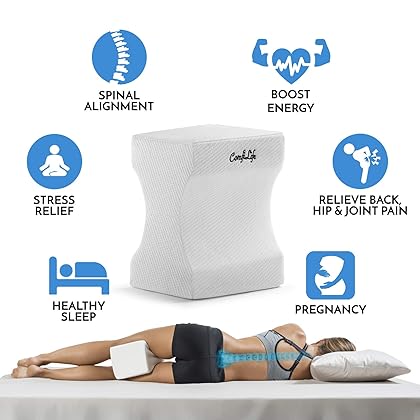 ComfiLife Orthopedic Knee and Leg Pillow for Side Sleepers Sleeping - 100% Memory Foam for Back Pain, Hip Pain Relief