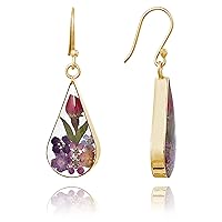 Amazon Essentials Sterling Silver Pressed Flower Teardrop Earrings (previously Amazon Collection)
