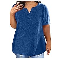Women Plus Size Tops V Neck Shirt Casual Short Sleeve Tunic Oversized Ladies Blouse Summer Loose Fit Tee Shirts