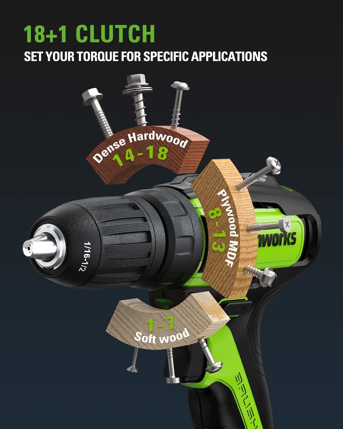 Greenworks 24V Brushless Drill/Driver + Impact Drive Combo Kit, Batteries and Charger Included, with 60-Piece Multi-Material Drill + Drive Bit Set