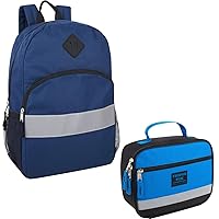 Trail maker Blue Kids Reflective Backpack for School and Lunch Bag with Reflective Lunch Bag with Pocket