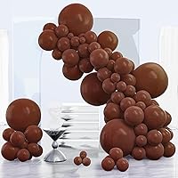 PartyWoo Chocolate Brown Balloons, 140 pcs Boho Brown Balloons Different Sizes Pack of 18 Inch 12 Inch 10 Inch 5 Inch Dark Brown Balloons for Balloon Garland or Arch as Party Decorations, Brown-F08