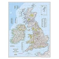 National Geographic: Britain and Ireland Classic Wall Map (23.5 x 30.25 inches) (National Geographic Reference Map)