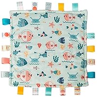 Taggies Lovey for Baby Security Blankets Original Comfy Blanket with Sensory Tags, 12 x 12-Inches, Fishies