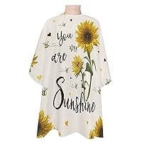 Sunflower Floral Barber Cape - Salon Hair Cutting Cape for Women,Men,Kids,Adults,Spring Flower Summer Bee Love Sunshine Haircut Cape with Elastic Neckline Hairdressing Stylist Cape Gown Accessories
