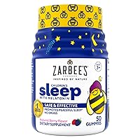 Zarbee's Kids Melatonin Gummy, 1mg, Effective Drug-Free Bedtime Sleep Aid Supplement for Children Ages 3 & Up, Natural Berry, 50 Count