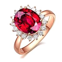 KnSam Real Gold Jewellery Women's Rings Made of 18 K Gold, Sunflower Shape with 1.3 Carat Red Tourmaline Women's Rings Engagement Rings Diamond Ring, 18 carat (750) gold, Tourmaline