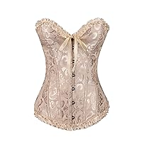 EFOFEI Womens Floral Lace Trim Corset Overbust Waist Cincher Bustier Top Shapewear