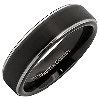 Custom Engraved Tungsten Carbide Wedding Bands That Feature Different Finishes and Edge Colors