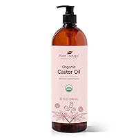 Plant Therapy Castor Oil USDA Organic Cold Pressed 100% Pure Hexane Free 32 oz Conditioning & Healing, For Dry Skin, Hair Growth - Skin, Hair Care, Eyelashes